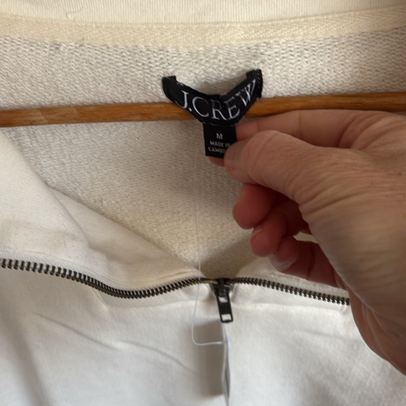 J. Crew‎ Heritage terry quarter-zip sweatshirt Medium Ivory Off-White - Picture 5 of 7